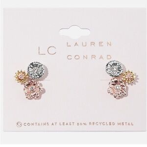 LC Lauren Conrad Silver and Gold Floral Earrings,women’s earrings,floral Earring